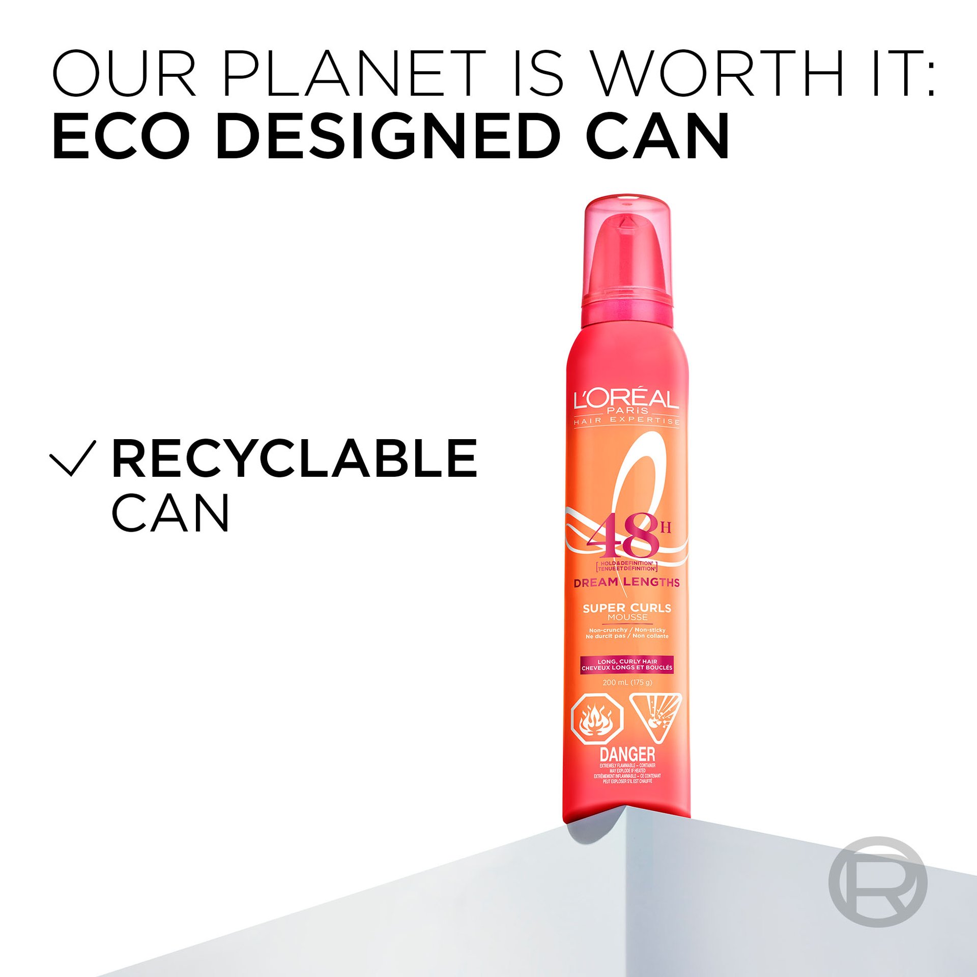 the volumizing foam, super curl, is made from a recycled bottle